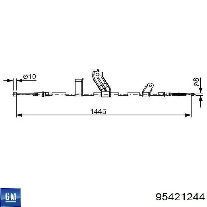 Трос ручного гальма задній, правий 95421244 General Motors