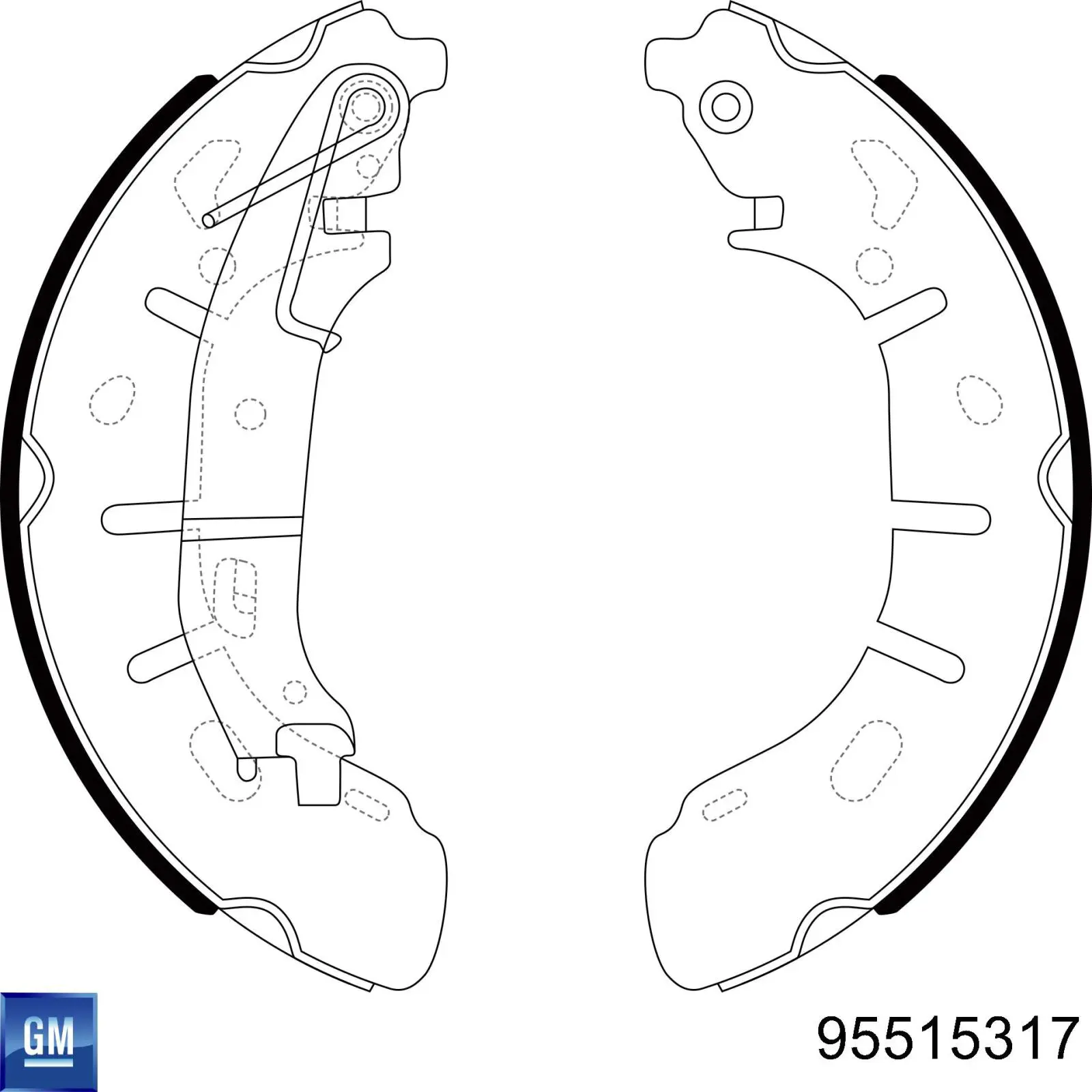 Колодки гальмові задні, барабанні 95515317 General Motors