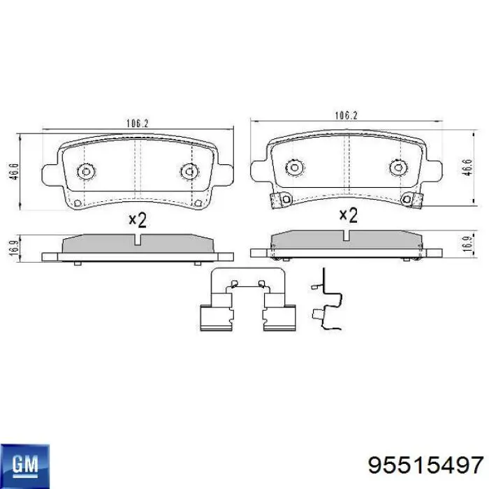 95515497 General Motors Колодки гальмівні задні, дискові