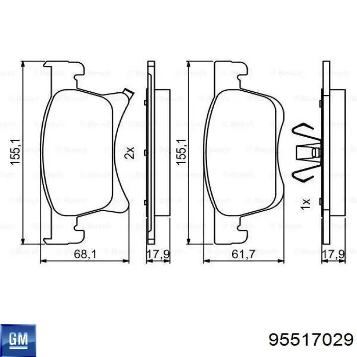 Гальмівні колодки Opel 95517029 ціна, від 34.29 USD