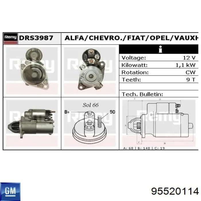 95520114 General Motors Стартер двигуна