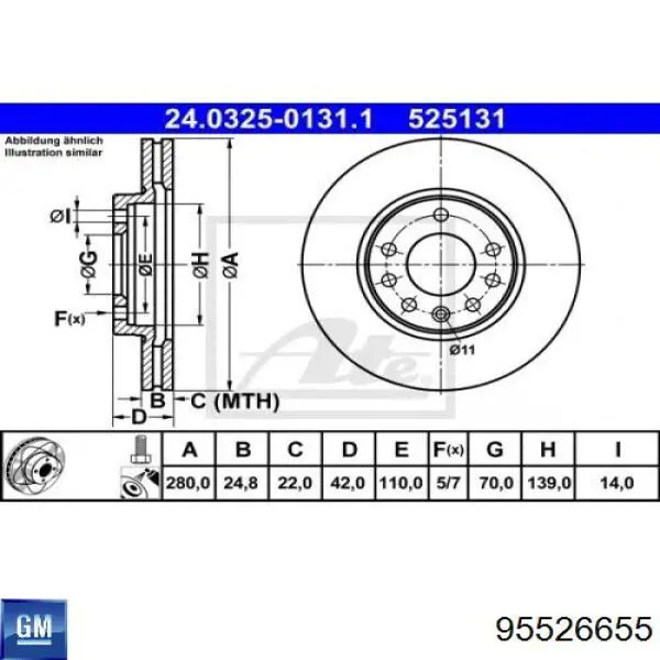 Гальмівні диски передні 95526655 General Motors