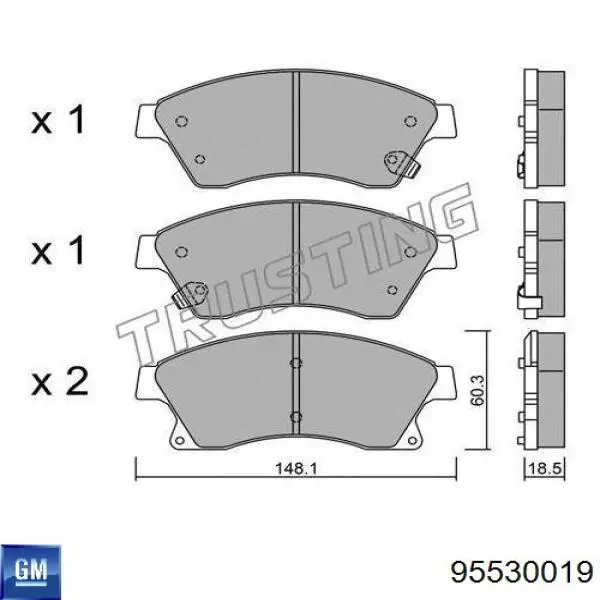 Гальмівні колодки General Motors 95530019 ціна, від 21.64 USD