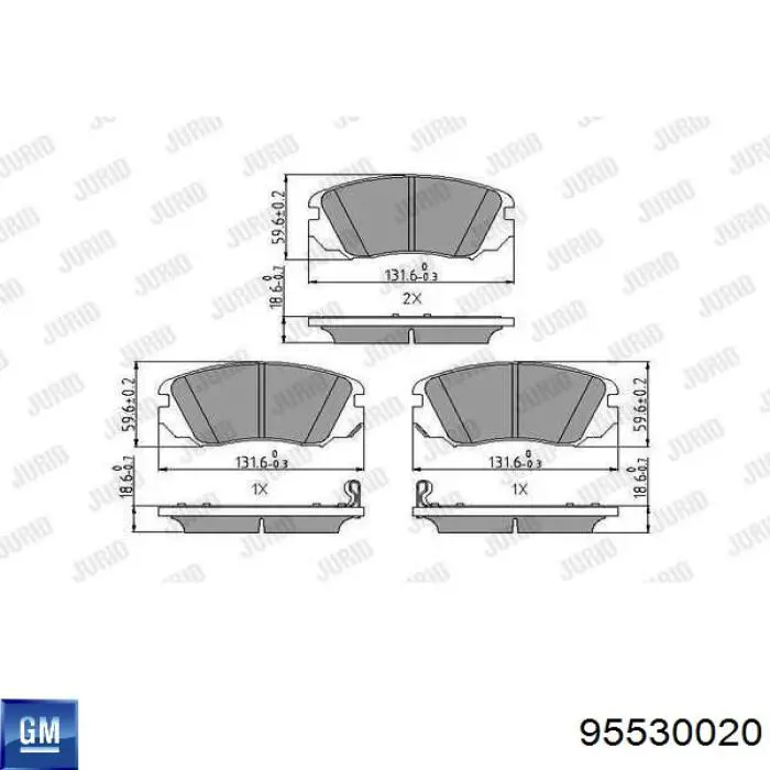 Передні тормозні колодки 95530020 General Motors