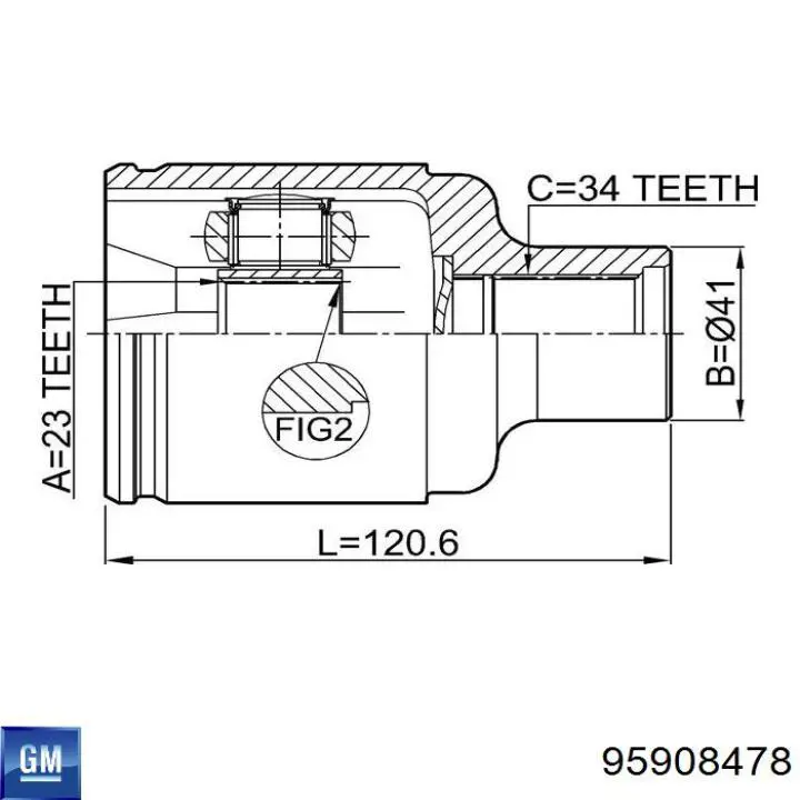ШРКШ внутрішній, передній, правий General Motors 95908478 ціна, від 25.87 USD