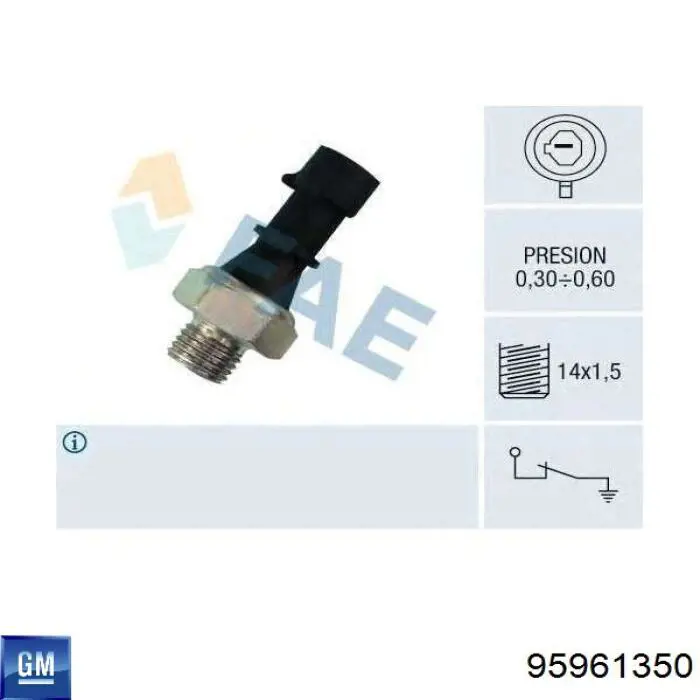 Датчик тиску масла 95961350 General Motors