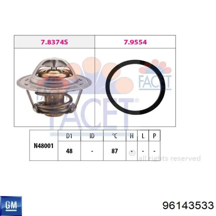 Купити 96143533 General Motors Термостат в корпусі