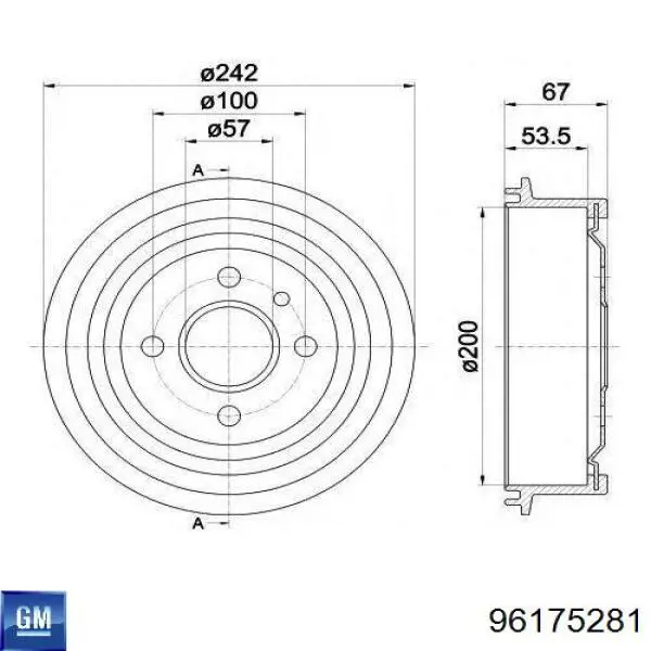 Купити 96175281 General Motors Барабан гальмівний задній