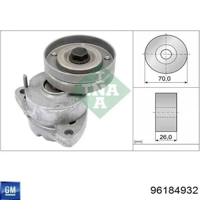 Натягувач приводного ременя General Motors 96184932 ціна, від 28.10 USD