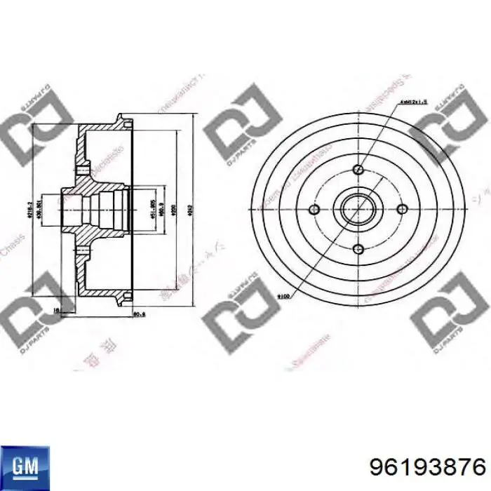 Купити 96193876 General Motors Барабан гальмівний задній