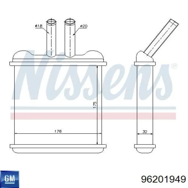 Радіатор пічки (обігрівача) General Motors 96201949 ціна, від 29.64 USD