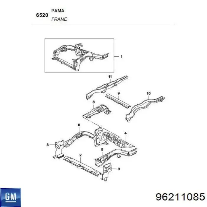 Лонжерон рами передній лівий 96211085 General Motors