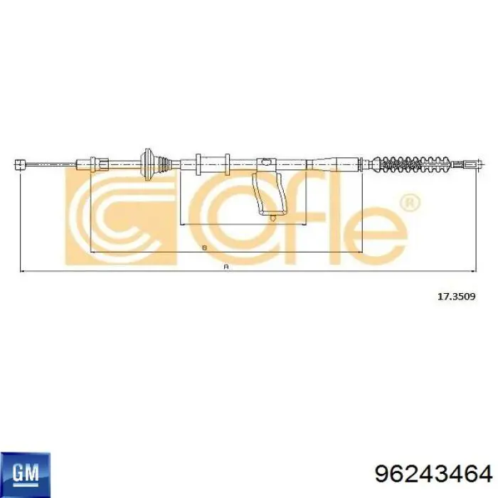 Купити P96447013 General Motors Трос ручного гальма задній, правий/лівий