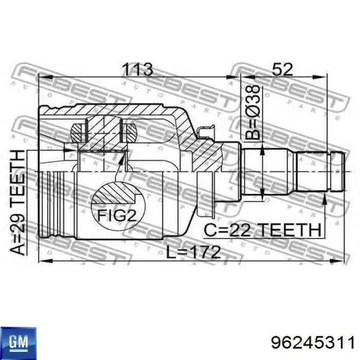 Купити 96245311 General Motors Граната внутрішня ліва