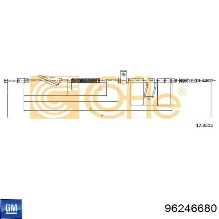Купити 96246680 General Motors Трос ручного гальма задній, лівий