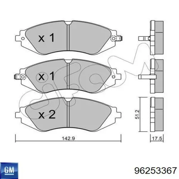 Купити 96253367 General Motors Колодки гальмівні передні, дискові