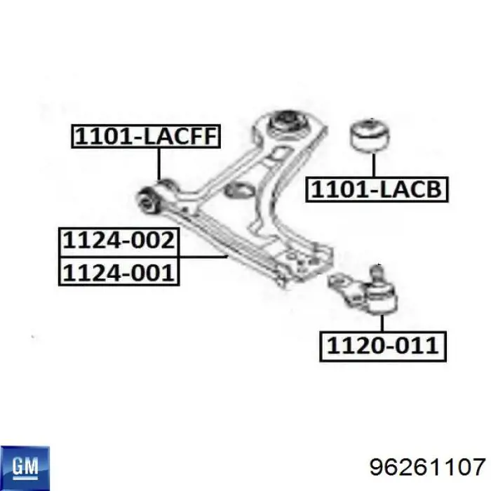 Сайлентблок переднього нижнього важеля 96261107 General Motors