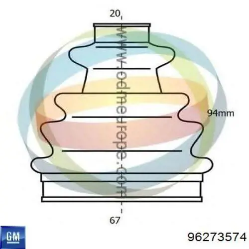 Пильник ШРУСа внутрішній 96273574 General Motors