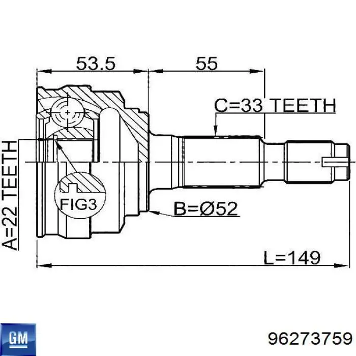 Купити 96273759 General Motors Шарнір приводу зовнішній