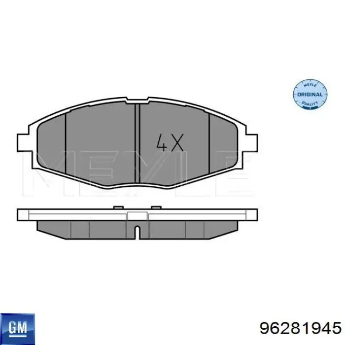 Колодки гальмівні передні, дискові 96281945 General Motors