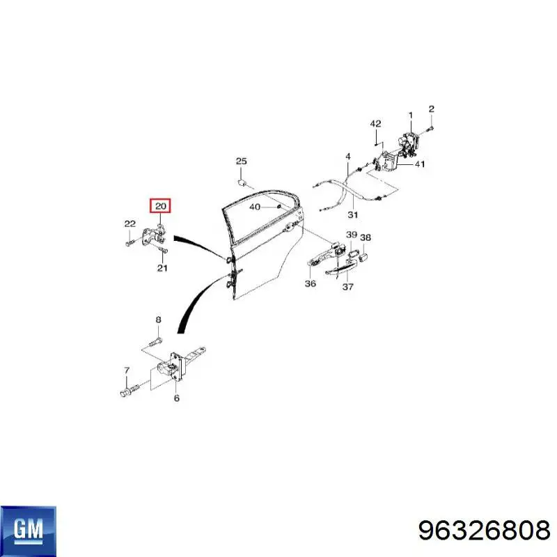 96326808 General Motors Петля задніх лівих дверей