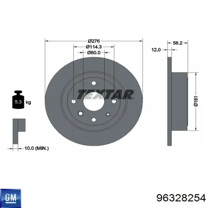 Купити 96328254 General Motors Диск заднього гальма
