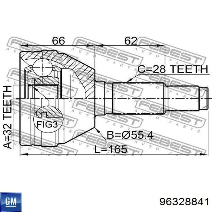 Привід передній лівий General Motors 96328841 ціна, від 28.12 USD