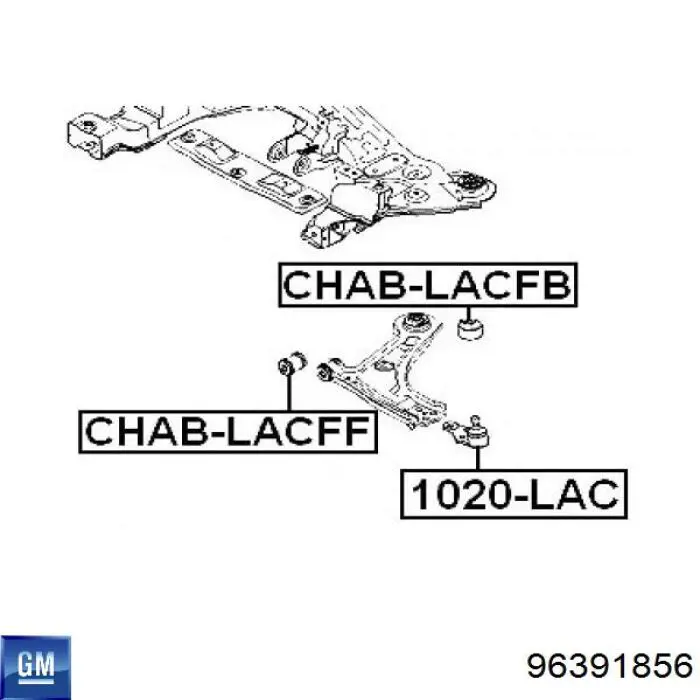 Сайлентблок нижнього важеля передньої підвіски General Motors 96391856 ціна, від 7.56 USD