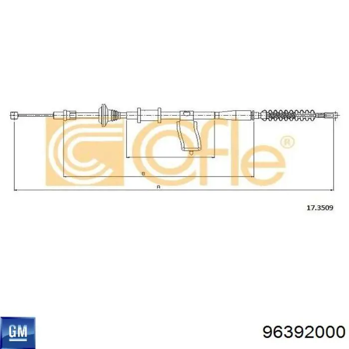 Купити 96392000 General Motors Трос ручного гальма задній, правий/лівий
