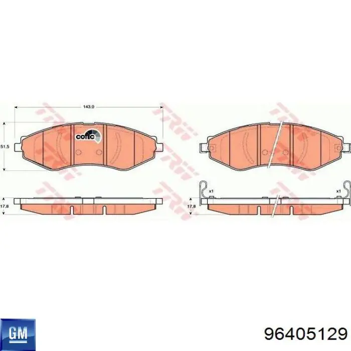 Гальмівні колодки General Motors 96405129 ціна, від 19.68 USD