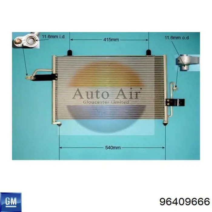 Конденсатор кондиціонера General Motors 96409666 ціна, від 56.82 USD