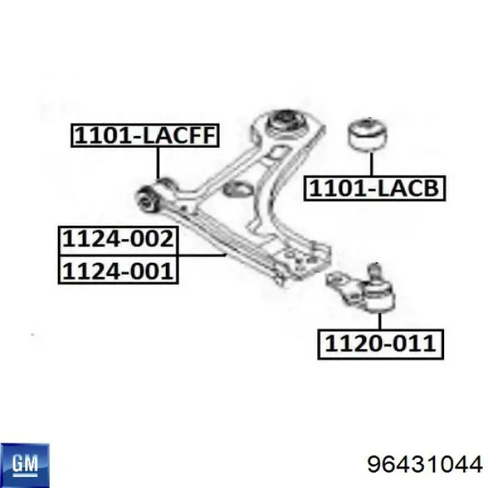 Сайлентблок нижнього важеля передньої підвіски General Motors 96431044 ціна, від 9.05 USD