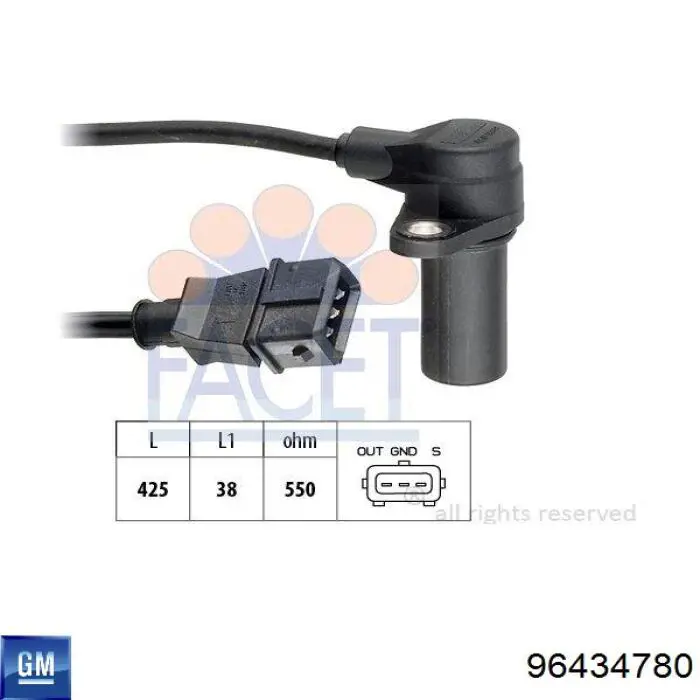 Купити 96434780 General Motors Датчик положення (оборотів) коленвалу