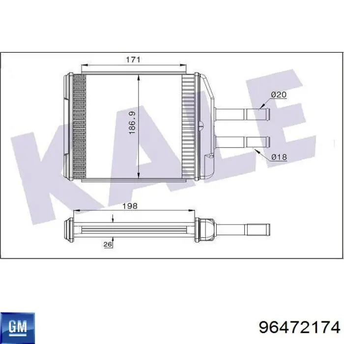 96472174 General Motors Радіатор опалювача салону
