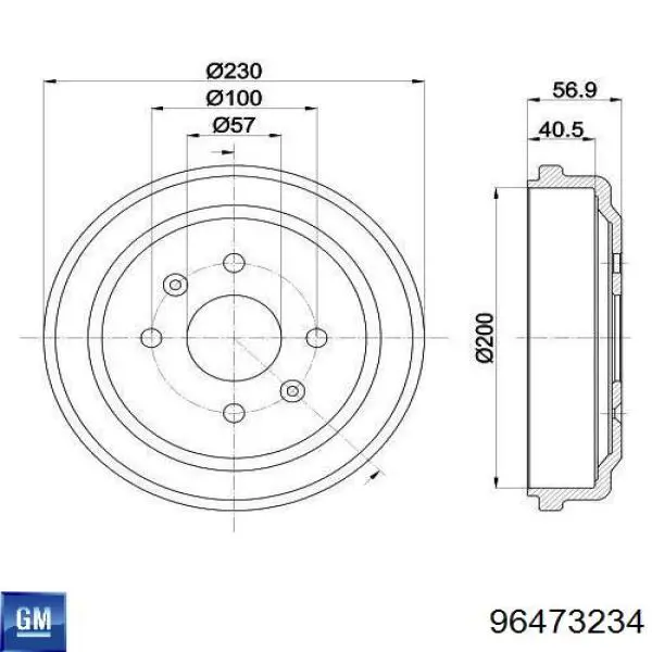 Купити 96473234 General Motors Барабан гальмівний задній