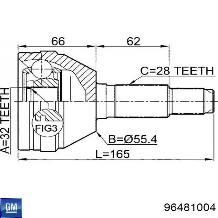Граната колісна General Motors 96481004 ціна, від 33.85 USD