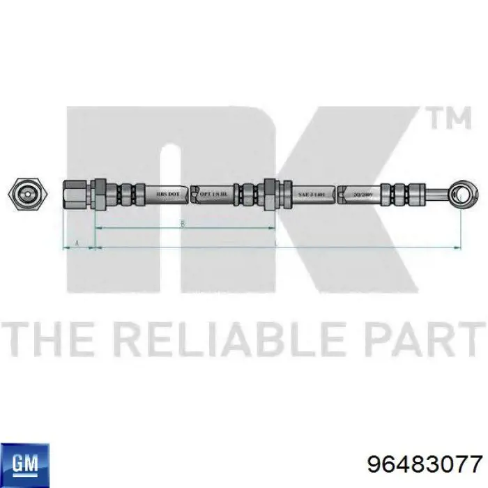 Шланг гальмівний передній General Motors 96437792 ціна, від 7.13 USD