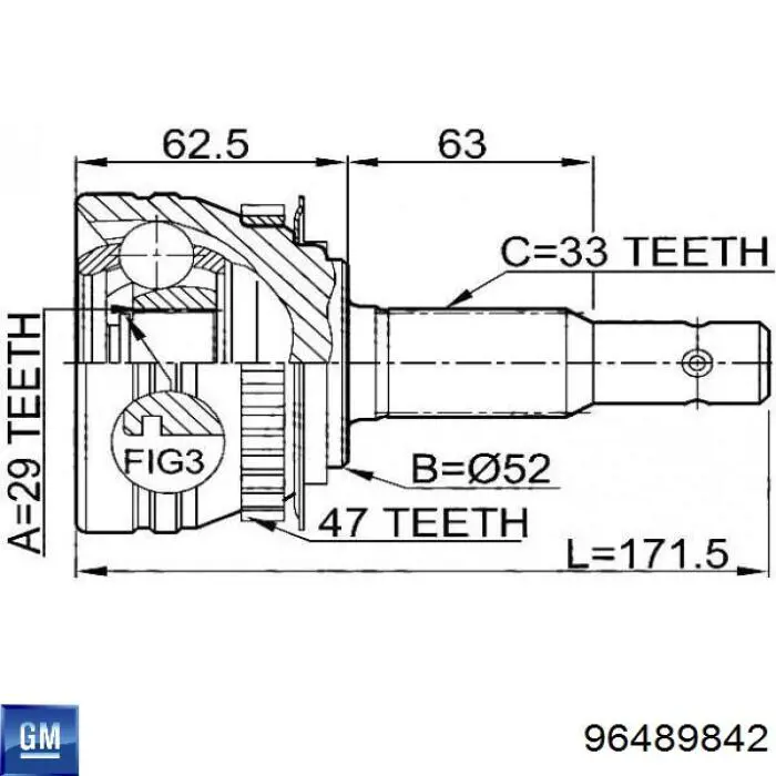 Граната колісна General Motors 96489842 ціна, від 32.01 USD