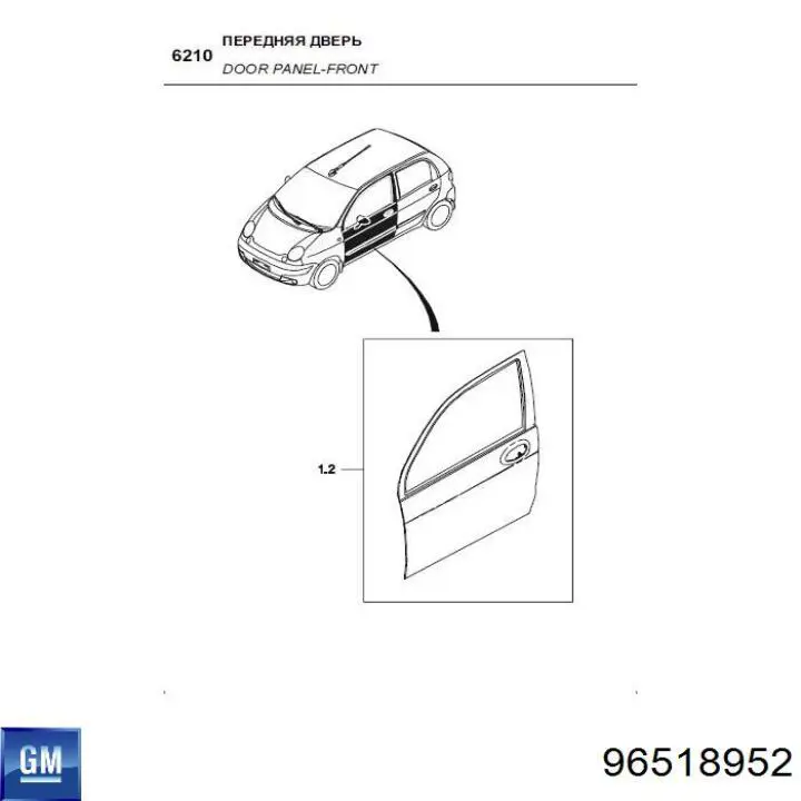 Пасажирські передні двері на Daewoo Matiz  KLYA