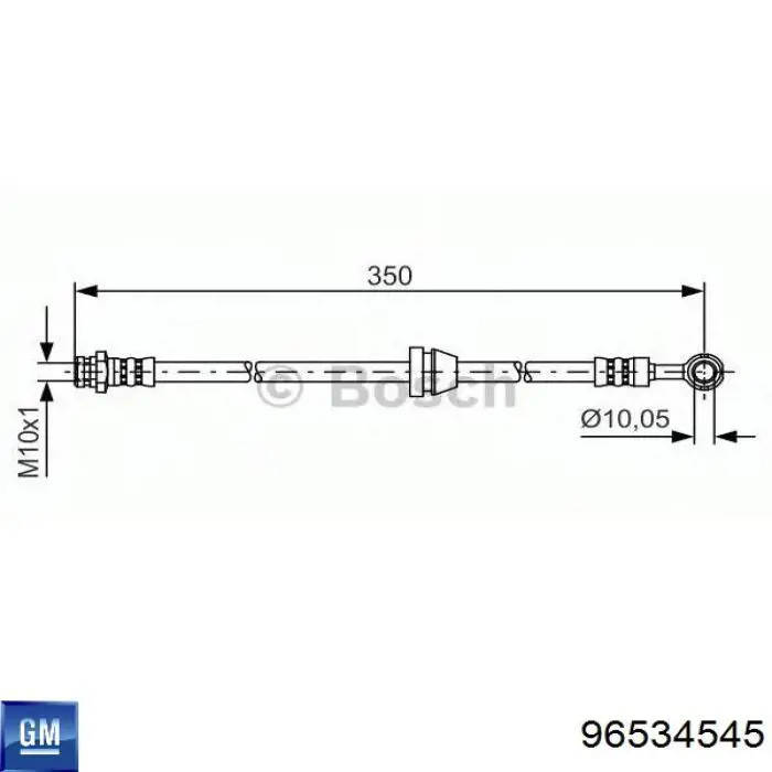 Шланг гальмівний передній General Motors 96534545 ціна, від 7.09 USD