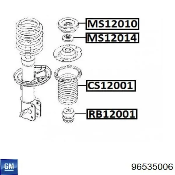 Купити 96535006 General Motors Буфер-відбійник амортизатора переднього