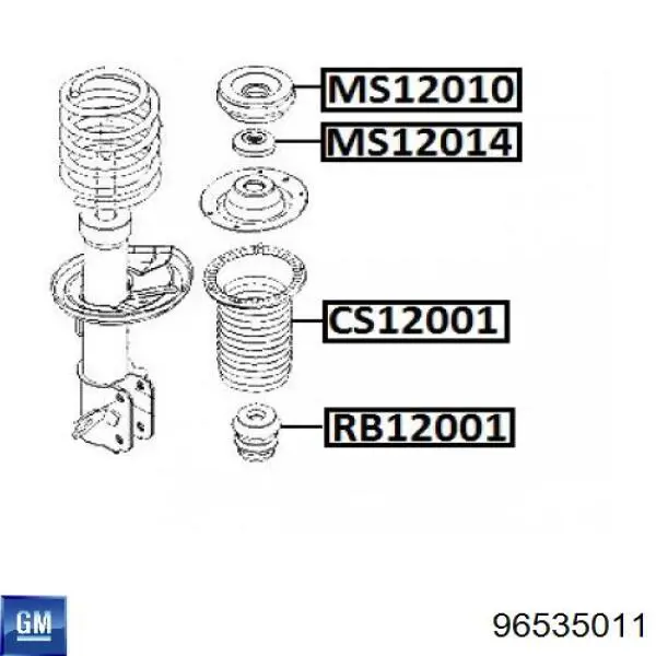Подушка амортизатора переднього General Motors 96535011