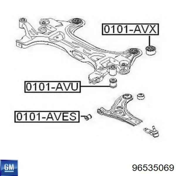 Купити 96535069 General Motors Сайлентблок передній балки/підрамника
