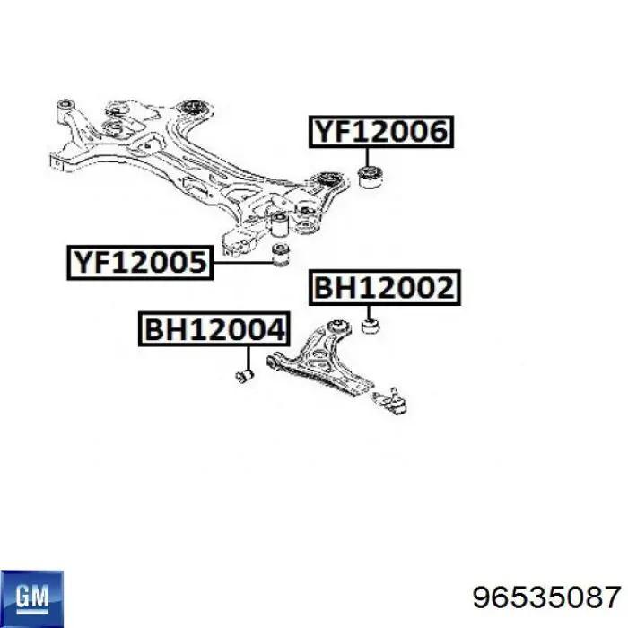 Купити 96535087 General Motors Сайлентблок передньої підвіски