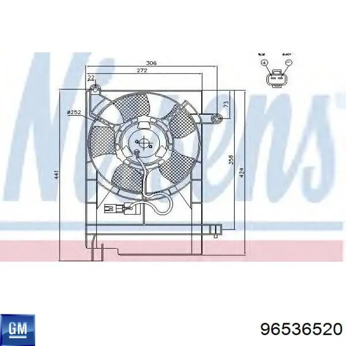 96536520 General Motors Дифузор радіатора кондиціонера, в зборі з крильчаткою і двигуном