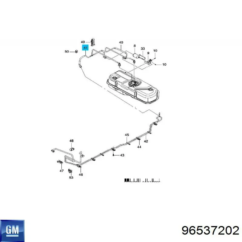 Трубка паливна, від фільтра до паливної рейки General Motors 96537202 ціна, від 33.90 USD