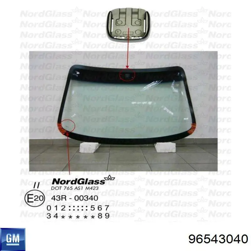 96543040 General Motors Автомобільне скло