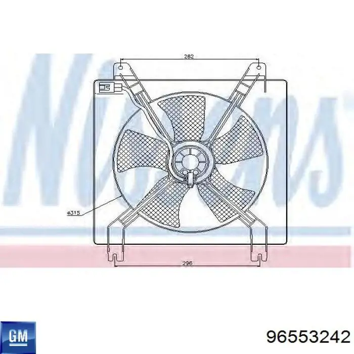 96553242 General Motors дифузор радіатора охолодження, в зборі з двигуном і крильчаткою