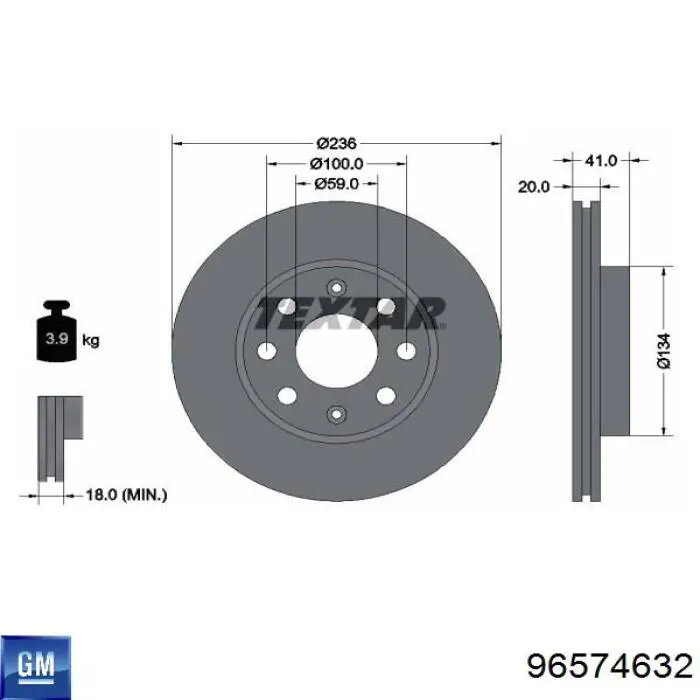 Диск переднього гальма General Motors 96574632 ціна, від 23.54 USD