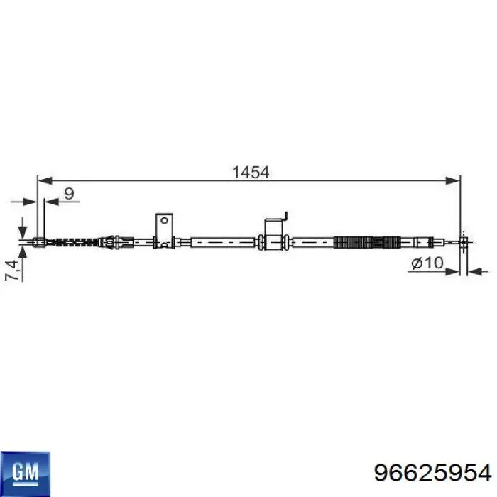Купити 96625954 General Motors Трос ручного гальма задній, правий